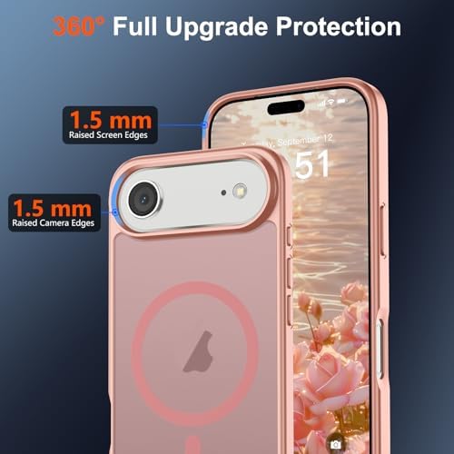 SUPFINE Magnetic for iPhone 12 Mini Case & iPhone 13 Mini Case  Compatible with MagSafe   Military Grade Drop Protection  Slim Translucent Matte Shockproof Phone Cover Black