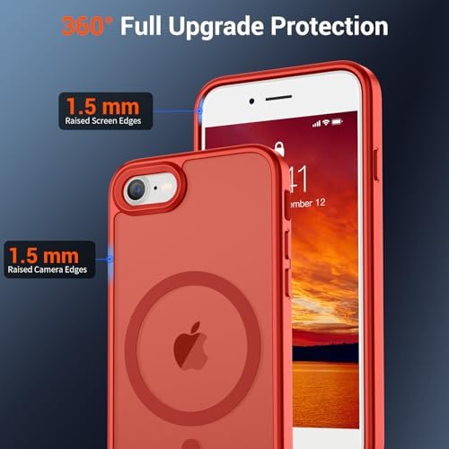 SUPFINE Magnetic for iPhone 12 Mini Case & iPhone 13 Mini Case  Compatible with MagSafe   Military Grade Drop Protection  Slim Translucent Matte Shockproof Phone Cover Black