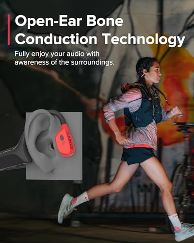 SUUNTO Auriculares de conducción ósea de oreja abierta, auriculares deportivos Bluetooth con control de movimiento de la cabeza, micrófono dual integrado, IP67 impermeable, luces LED de seguridad,