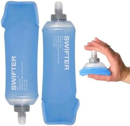 SWIFTER 2x Soft Flask 500ml   Running  Hiking  Cycling Hydration Flask   Collapsible  Leakproof  Reusable   Matt Finish  Sky Blue