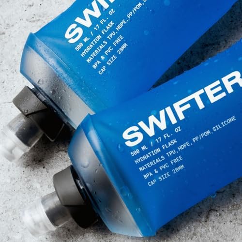 SWIFTER 2x Soft Flask 500ml   Running  Hiking  Cycling Hydration Flask   Collapsible  Leakproof  Reusable   Matt Finish  Sky Blue