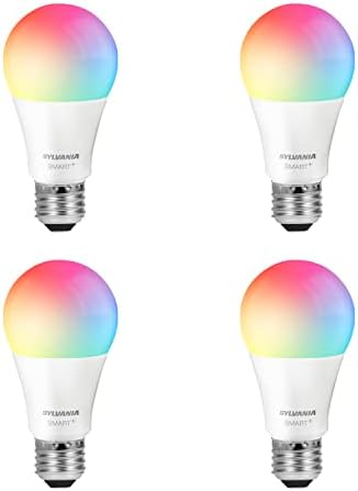 SYLVANIA Wifi LED Smart Light Bulb  60W Equivalent Full Color and Tunable White A19  Dimmable  Compatible with Alexa and Google Home Only   4 Pack  75674 
