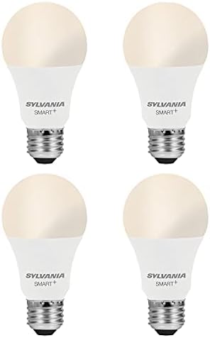 SYLVANIA Wifi LED Smart Light Bulb  60W Equivalent Full Color and Tunable White A19  Dimmable  Compatible with Alexa and Google Home Only   4 Pack  75674 