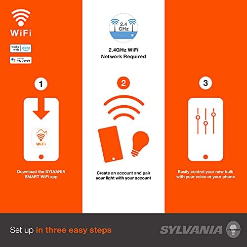 SYLVANIA Wifi LED Smart Light Bulb  60W Equivalent Full Color and Tunable White A19  Dimmable  Compatible with Alexa and Google Home Only   4 Pack  75674 