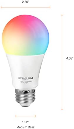 SYLVANIA Wifi LED Smart Light Bulb  60W Equivalent Full Color and Tunable White A19  Dimmable  Compatible with Alexa and Google Home Only   4 Pack  75674 