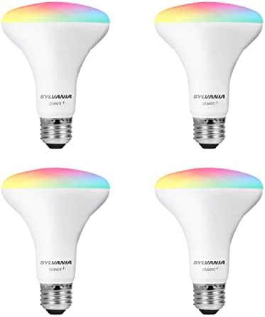 SYLVANIA Wifi LED Smart Light Bulb  60W Equivalent Full Color and Tunable White A19  Dimmable  Compatible with Alexa and Google Home Only   4 Pack  75674 
