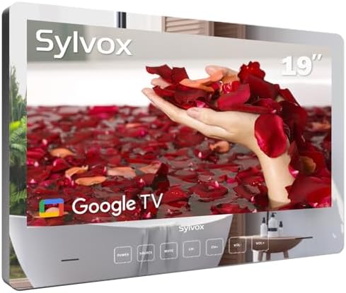 SYLVOX 19 Smart TV Bathroom Magic Mirror Waterproof LED TV 1080P 500NITS High Brightness Dual Front Speakers Wall mounting Suitable for Bathrooms Hotels Saunas
