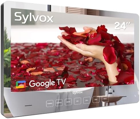 SYLVOX 19 Smart TV Bathroom Magic Mirror Waterproof LED TV 1080P 500NITS High Brightness Dual Front Speakers Wall mounting Suitable for Bathrooms Hotels Saunas