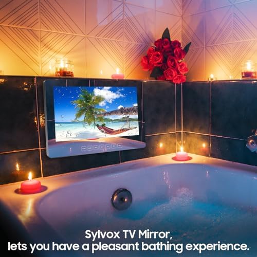 SYLVOX 19 Smart TV Bathroom Magic Mirror Waterproof LED TV 1080P 500NITS High Brightness Dual Front Speakers Wall mounting Suitable for Bathrooms Hotels Saunas