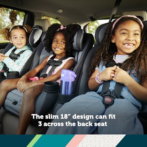 Safety 1st Ellaris 3 in 1 Convertible Car Seat  Slim Fit Design  Rear & Forward Facing  5 Position Headrest  3 Across Fit  Travel Friendly with Machine Washable Seat Pad  Smokey Haze
