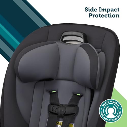 Safety 1st Ellaris 3 in 1 Convertible Car Seat  Slim Fit Design  Rear & Forward Facing  5 Position Headrest  3 Across Fit  Travel Friendly with Machine Washable Seat Pad  Smokey Haze