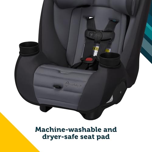 Safety 1st Ellaris 3 in 1 Convertible Car Seat  Slim Fit Design  Rear & Forward Facing  5 Position Headrest  3 Across Fit  Travel Friendly with Machine Washable Seat Pad  Smokey Haze