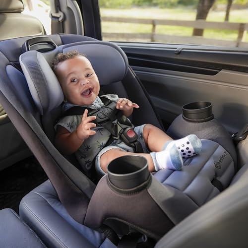 Safety 1st Ellaris 3 in 1 Convertible Car Seat  Slim Fit Design  Rear & Forward Facing  5 Position Headrest  3 Across Fit  Travel Friendly with Machine Washable Seat Pad  Smokey Haze