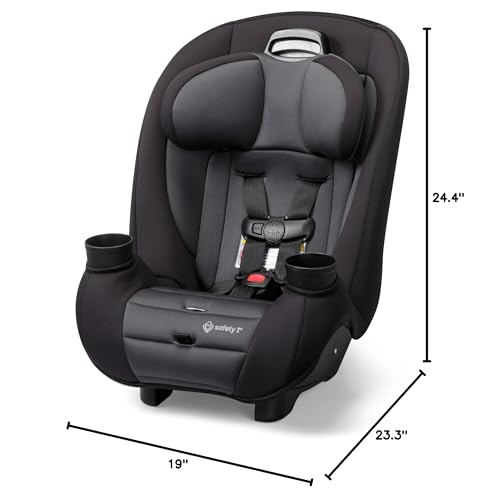 Safety 1st Ellaris 3 in 1 Convertible Car Seat  Slim Fit Design  Rear & Forward Facing  5 Position Headrest  3 Across Fit  Travel Friendly with Machine Washable Seat Pad  Smokey Haze