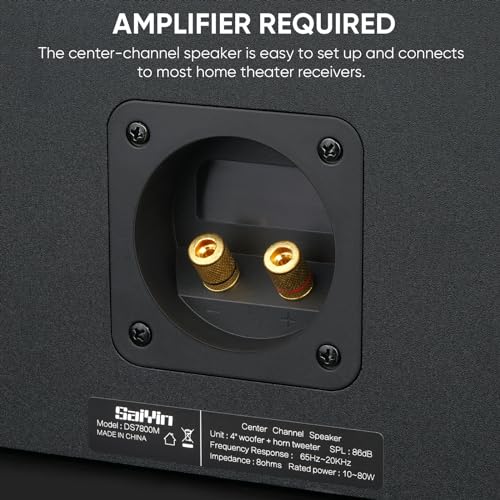 Saiyin Center Channel Speaker Dual 4 Inch Woofers and Silk Tweeter  Crystal Clear for Home Theater Dialogue Passive  Wall Mountable  Single