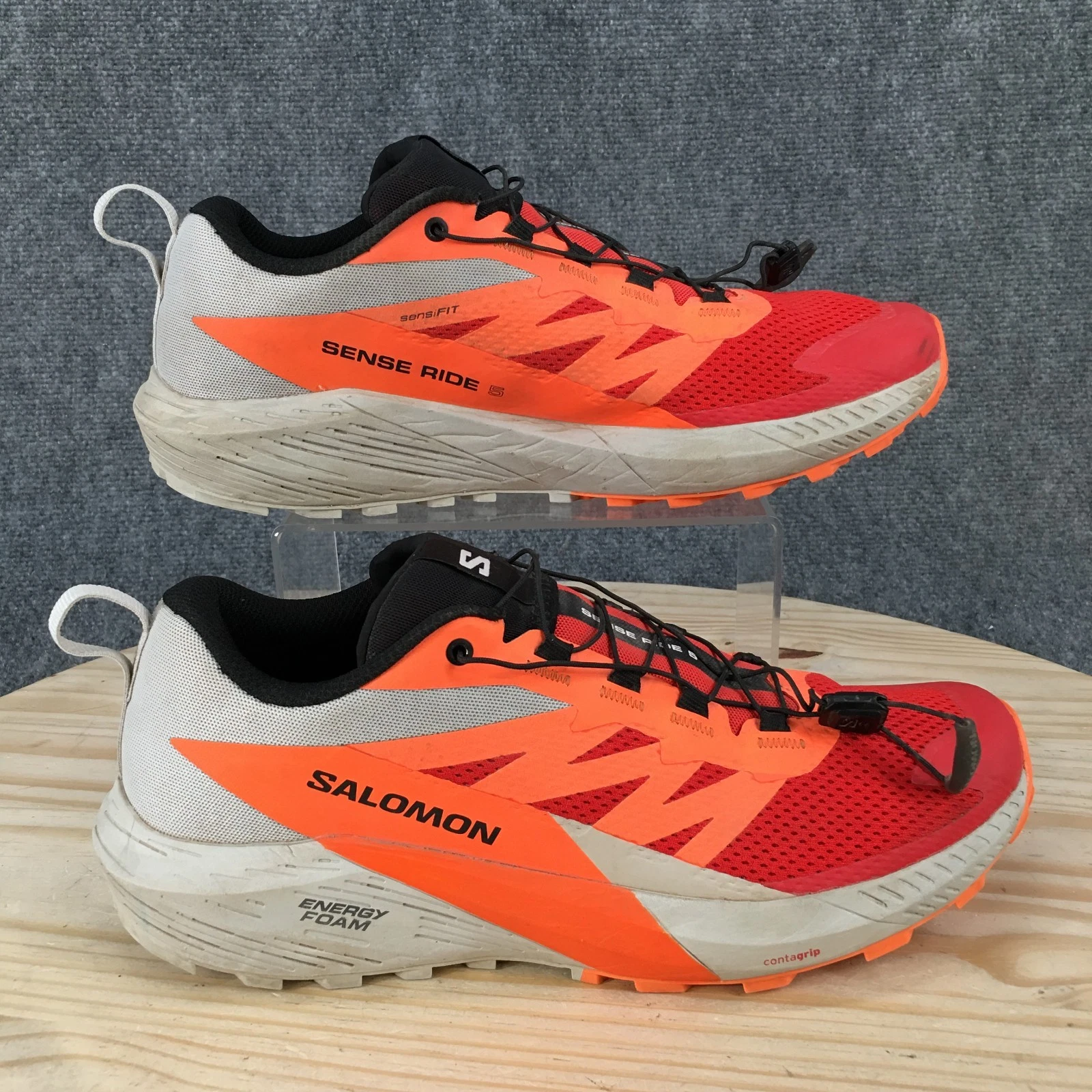 Salomon Sense Ride 5 Shoes Mens 10 All Terrain Runing Sneakers 470462 Red Orange