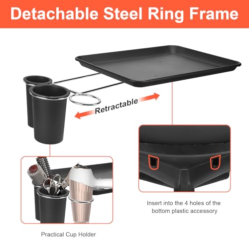 Salon Tray Cart  Metal Tattoo Tray with Tool Holder  Service Rolling Tray Adjustable Height  Storage Tray Trolley for Salon Spa Dental Use  Rolling Tray Cart