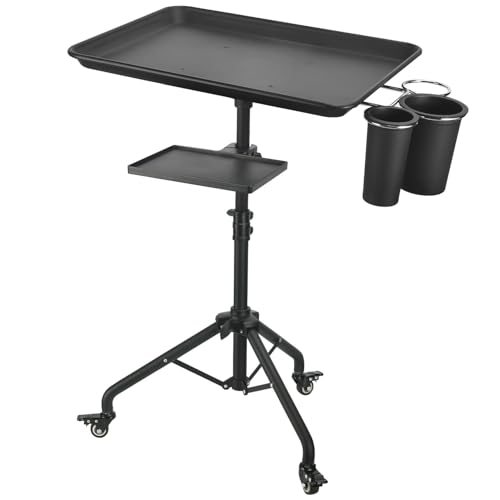Salon Tray Cart  Metal Tattoo Tray with Tool Holder  Service Rolling Tray Adjustable Height  Storage Tray Trolley for Salon Spa Dental Use  Rolling Tray Cart