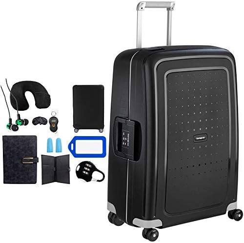 Samsonite 49308 1041 SCure 28 Inch Zipperless Spinner Luggage   Black Bundle w/Deco Gear Luggage Accessory Kit  10 Item 
