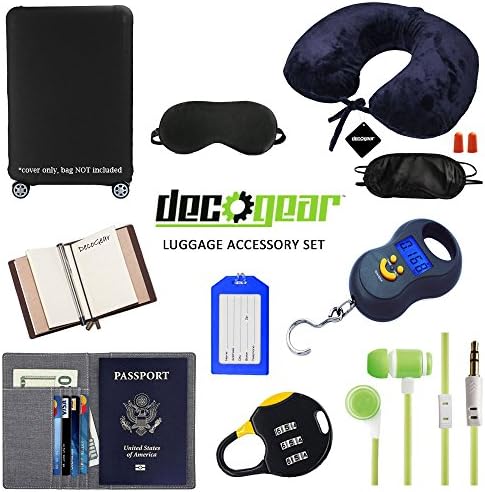 Samsonite 49308 1041 SCure 28 Inch Zipperless Spinner Luggage   Black Bundle w/Deco Gear Luggage Accessory Kit  10 Item 