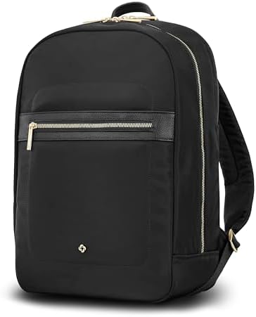 Samsonite Mobile Solutions 2 Essential Backpack   Work & Commuter Backpack with Padded Laptop Compartment  Front Zip Pocket with Key Leash  Water Bottle Sleeve  StackIt  Strap   Black