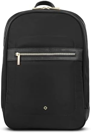 Samsonite Mobile Solutions 2 Essential Backpack   Work & Commuter Backpack with Padded Laptop Compartment  Front Zip Pocket with Key Leash  Water Bottle Sleeve  StackIt  Strap   Black