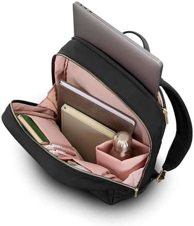 Samsonite Mobile Solutions 2 Essential Backpack   Work & Commuter Backpack with Padded Laptop Compartment  Front Zip Pocket with Key Leash  Water Bottle Sleeve  StackIt  Strap   Black