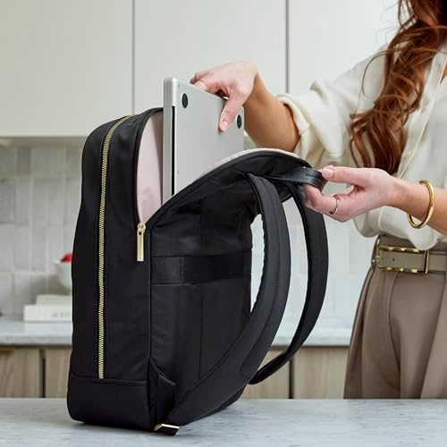 Samsonite Mobile Solutions 2 Essential Backpack   Work & Commuter Backpack with Padded Laptop Compartment  Front Zip Pocket with Key Leash  Water Bottle Sleeve  StackIt  Strap   Black