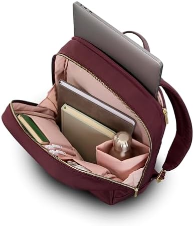 Samsonite Mobile Solutions 2 Essential Backpack   Work & Commuter Backpack with Padded Laptop Compartment  Front Zip Pocket with Key Leash  Water Bottle Sleeve  StackIt  Strap   Black