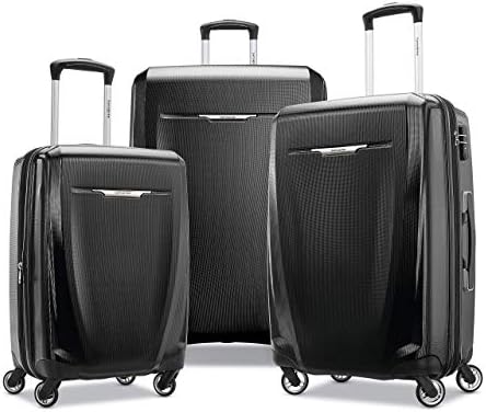 Samsonite Winfield 3 DLX Hardside Expandable Luggage with Spinners  Black  3 Piece Set  20/25/28 