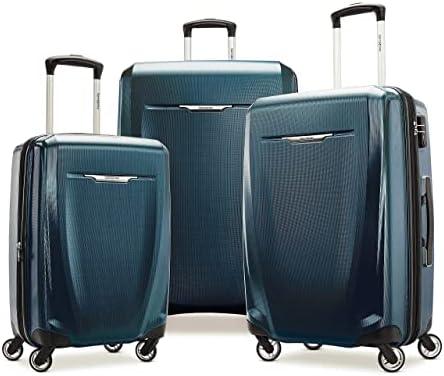Samsonite Winfield 3 DLX Hardside Expandable Luggage with Spinners  Black  3 Piece Set  20/25/28 