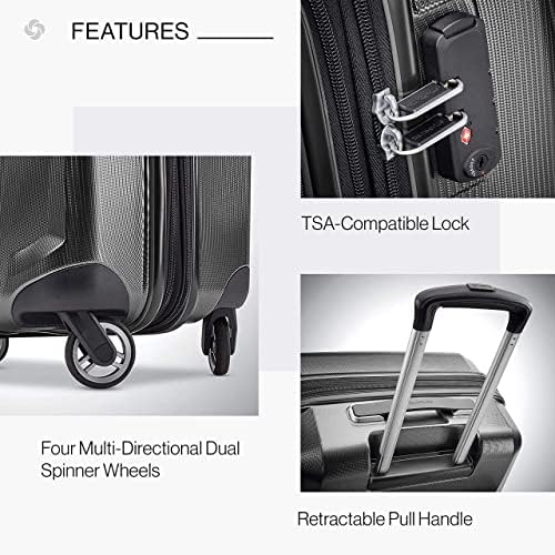 Samsonite Winfield 3 DLX Hardside Expandable Luggage with Spinners  Black  3 Piece Set  20/25/28 