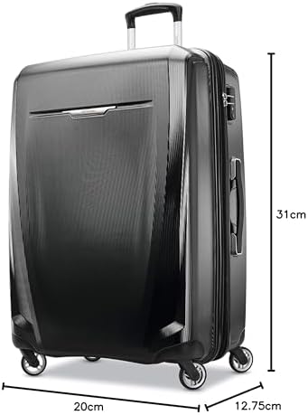 Samsonite Winfield 3 DLX Hardside Expandable Luggage with Spinners  Black  3 Piece Set  20/25/28 