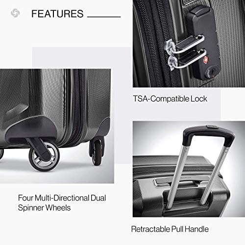 Samsonite Winfield 3 DLX Hardside Expandable Luggage with Spinners  Black  3 Piece Set  20/25/28 