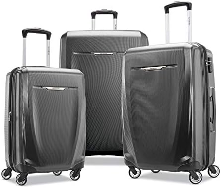 Samsonite Winfield 3 DLX Hardside Expandable Luggage with Spinners  Black  3 Piece Set  20/25/28 