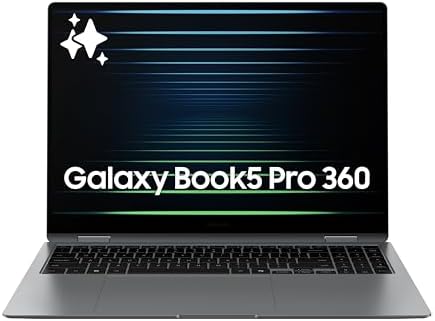 Samsung 16  Galaxy Book5 Pro 360 Copilot  PC  AI Computer  Intel Core 7 Ultra Processor  3K AMOLED  2880x1800  Touchscreen  S Pen 120Hz  Dolby Atmos  Student Laptop  Lightweight  All Day Battery Life