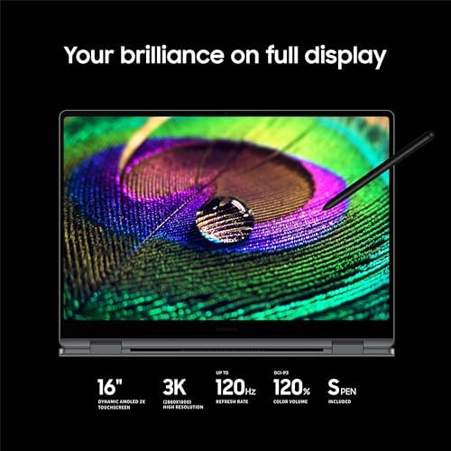 Samsung 16  Galaxy Book5 Pro 360 Copilot  PC  AI Computer  Intel Core 7 Ultra Processor  3K AMOLED  2880x1800  Touchscreen  S Pen 120Hz  Dolby Atmos  Student Laptop  Lightweight  All Day Battery Life