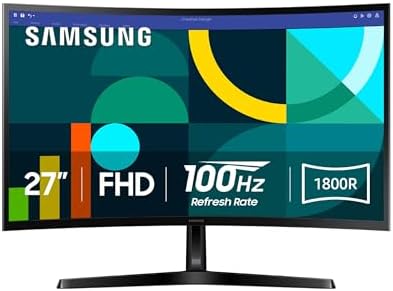 Samsung 27 Essential S3  S36GD  Series FHD 1800R Curved Computer Monitor  100Hz  Game Mode  Advanced Eye Comfort  HDMI and D sub Ports  LS27D366GANXZA  2024