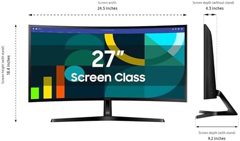 Samsung 27 Essential S3  S36GD  Series FHD 1800R Curved Computer Monitor  100Hz  Game Mode  Advanced Eye Comfort  HDMI and D sub Ports  LS27D366GANXZA  2024
