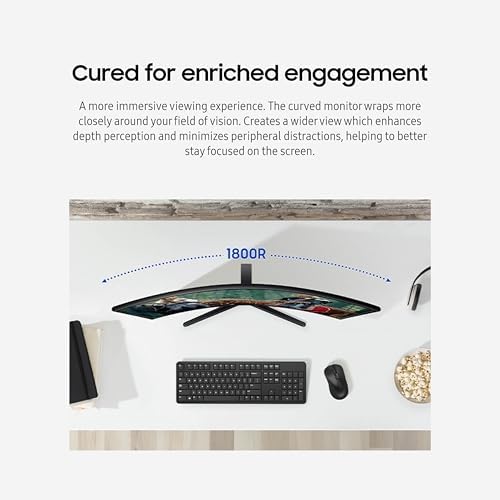 Samsung 27 Essential S3  S36GD  Series FHD 1800R Curved Computer Monitor  100Hz  Game Mode  Advanced Eye Comfort  HDMI and D sub Ports  LS27D366GANXZA  2024