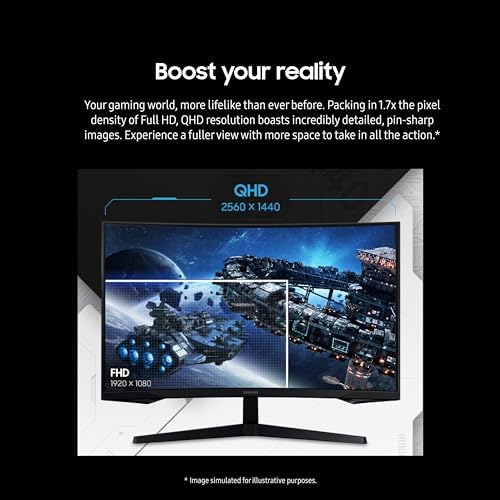 Samsung 27 Inch Odyssey G55C Series QHD 1000R Curved Gaming Monitor  1ms MPRT   HDR10  165Hz  AMD Radeon FreeSync  Eye Care  LS27CG552ENXZA