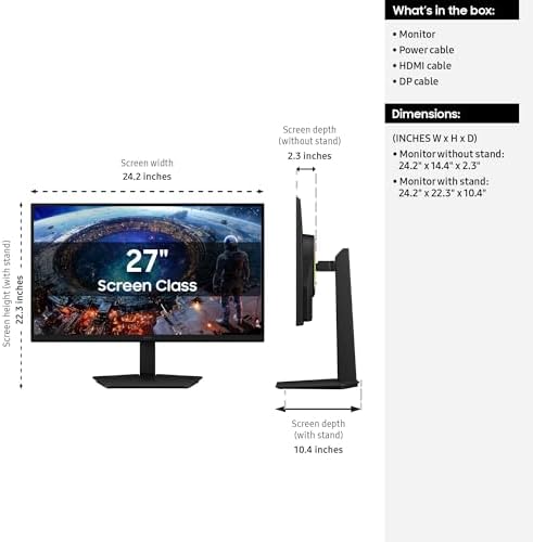 Samsung 27 Odyssey G8  G80HF  Gaming Monitor   5K Resolution  Fast IPS  180Hz  Dual Mode QHD 360Hz  218 PPI  DP 2 1  HDR10  Gaming  1ms  G Sync Compatible  HAS/Tilt/Swivel/Pivot Stand  LS27HG802EFXZA