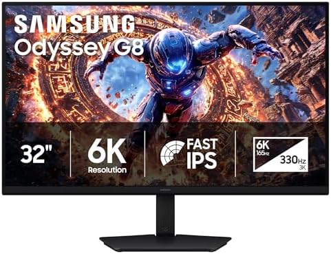 Samsung 27 Odyssey G8  G80HF  Gaming Monitor   5K Resolution  Fast IPS  180Hz  Dual Mode QHD 360Hz  218 PPI  DP 2 1  HDR10  Gaming  1ms  G Sync Compatible  HAS/Tilt/Swivel/Pivot Stand  LS27HG802EFXZA