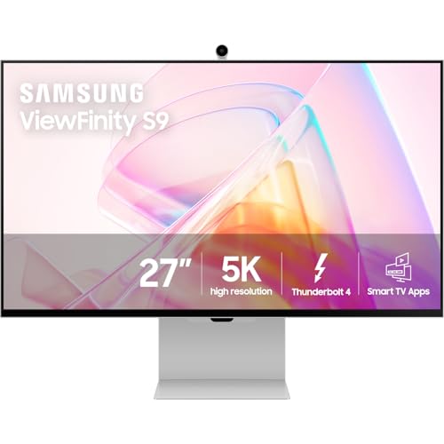 Samsung 27 ViewFinity S9 Series 5K Computer Monitor  Thunderbolt 4  DisplayPort  Matte Display  4K Slimfit Camera  Slim Metal Design  AirPlay  Smart TV Apps  Gaming Hub  LS27C900PANXZA