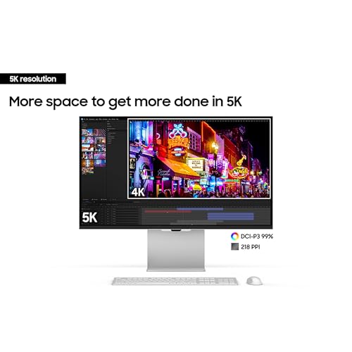 Samsung 27 ViewFinity S9 Series 5K Computer Monitor  Thunderbolt 4  DisplayPort  Matte Display  4K Slimfit Camera  Slim Metal Design  AirPlay  Smart TV Apps  Gaming Hub  LS27C900PANXZA