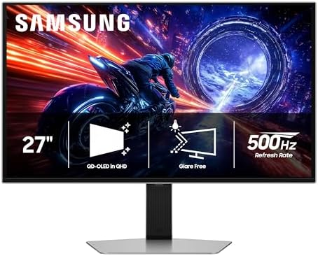 Samsung 27  Odyssey OLED G6 G60SF QHD QD OLED Gaming Monitor  500Hz Refresh Rate  0 03ms  GtG  Response Time  G Sync Compatible  VESA DisplayHDR TrueBlack 500  LS27FG602SNXZA  2025  3 Yr Warranty