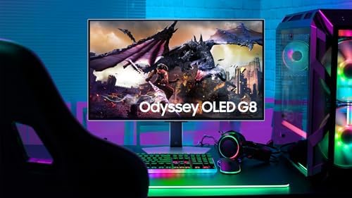 Samsung 32 Odyssey OLED G8  G80SD  Series 4K UHD Smart Gaming Monitor w QD OLED  240Hz 0 03ms  G Sync Compatible  Glare Free Display  Sleek Metal Design  LS32DG800SNXZA  3 Yr Warranty