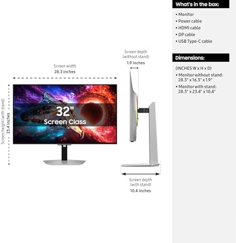 Samsung 32 Odyssey OLED G8  G80SH  Gaming Monitor   QD OLED  4K Resolution  240Hz  USB C 96W  DP 2 1  0 03ms  Glare Free  HAS/Tilt/Swivel/Pivot  OLED Safeguard   3 Year Warranty  LS32HG802SNXZA