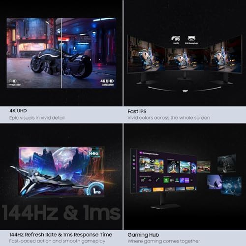 Samsung 32  Odyssey G7  G70D  4K UHD IPS 144Hz 1ms GtG  Smart Gaming Monitor  G Sync Compatible  AMD Freesync Premium  Vivid Colors  Adjustable Stand  Black Equalizer  LS32DG702ENXZA