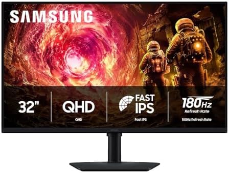Samsung 32  Odyssey G5 G50F QHD Resolution Gaming Monitor  180Hz Refresh Rate  Fast IPS Panel  HDR10  NVIDIA G Sync Compatible  1ms Response Time  GtG   AMD FreeSync   Adjustable Stand  LS32FG502ENXZA